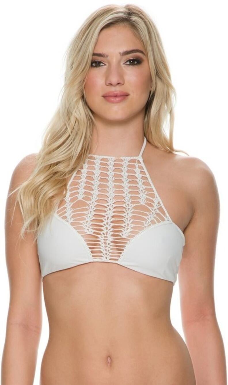 Acacia Panama Bikini Top Crochet Halter Swim High Neck Boho Mermaid Beach L